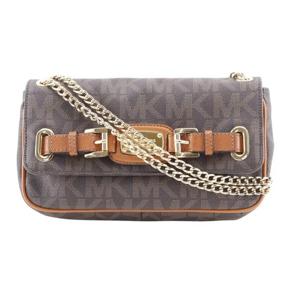 Michael Kors ChainShoulder Shoulder Bag MK signature Brown Brown PVC Women - Picture 1 of 13